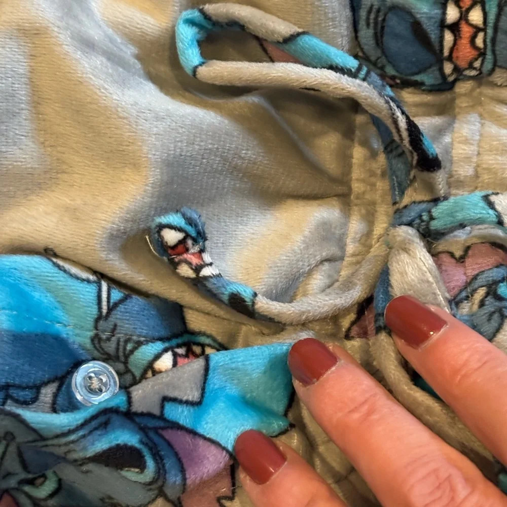 Lilo & Stitch Pajama Set Soft Gray and Blue Bittoms and Cotton T-shirt Size XL